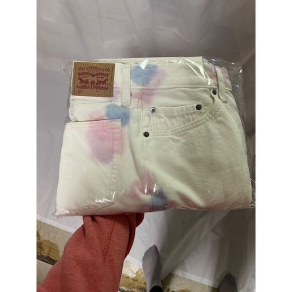 NEW Levi's 501 Jeans Womens Straight Leg White Tie Dye High Waisted Size 31x30 - Picture 2 of 14